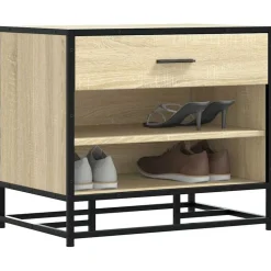 vidaXL Schoenenbank 60x40x53,5 cm bewerkt hout en metaal sonoma eiken