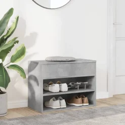 vidaXL Schoenenbank 60x30x45 cm bewerkt hout betongrijs