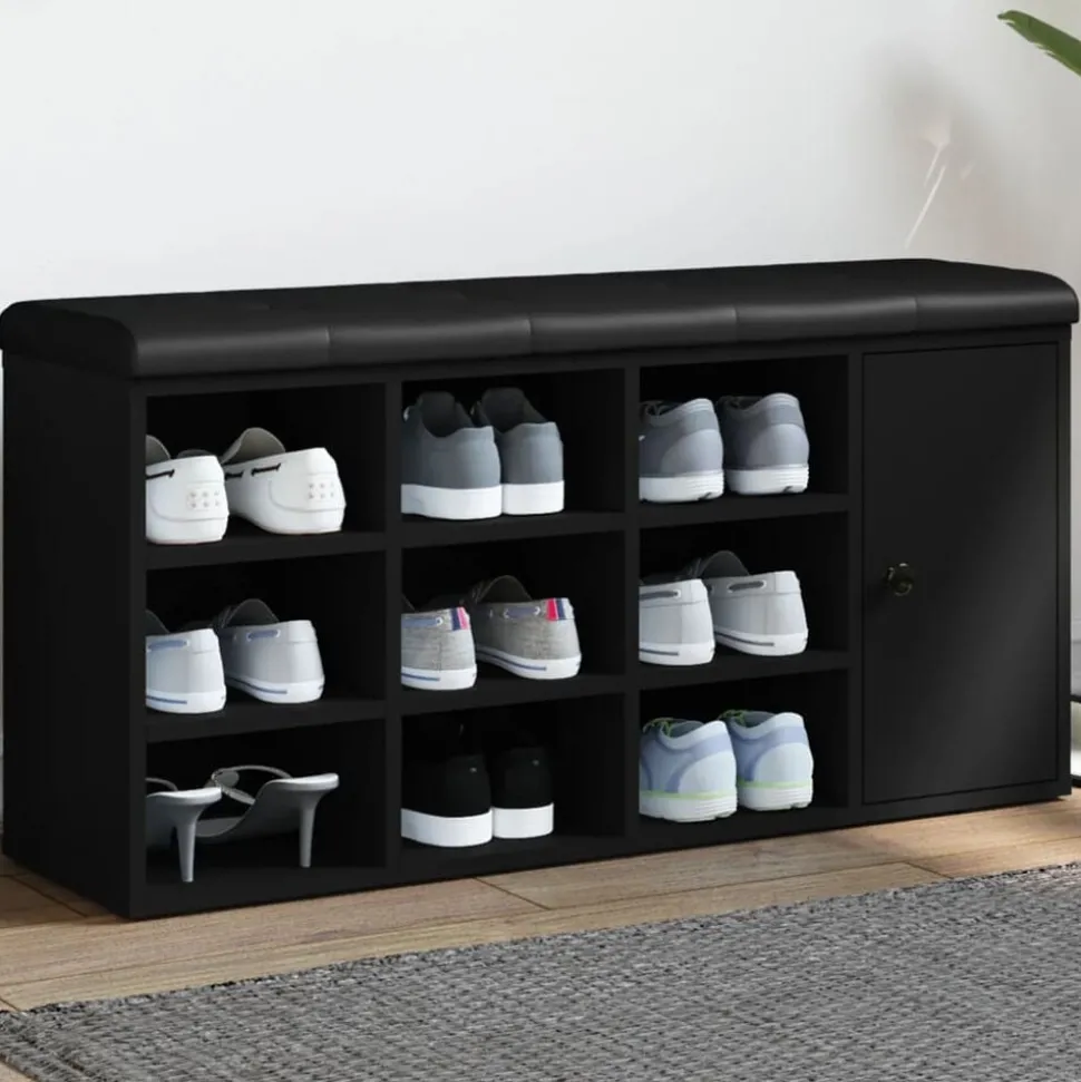 vidaXL Schoenenbank 102x32x50 cm bewerkt hout zwart