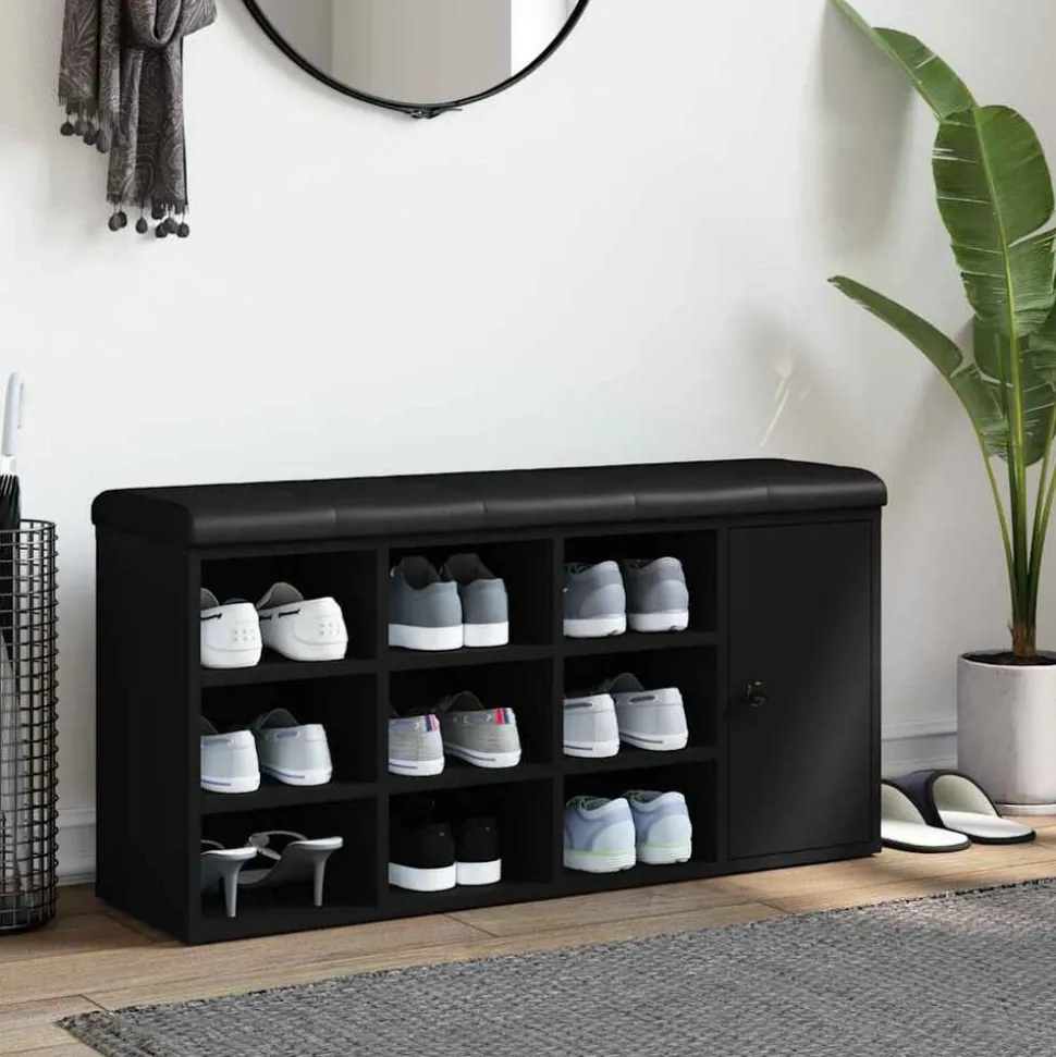 vidaXL Schoenenbank 102x32x50 cm bewerkt hout zwart