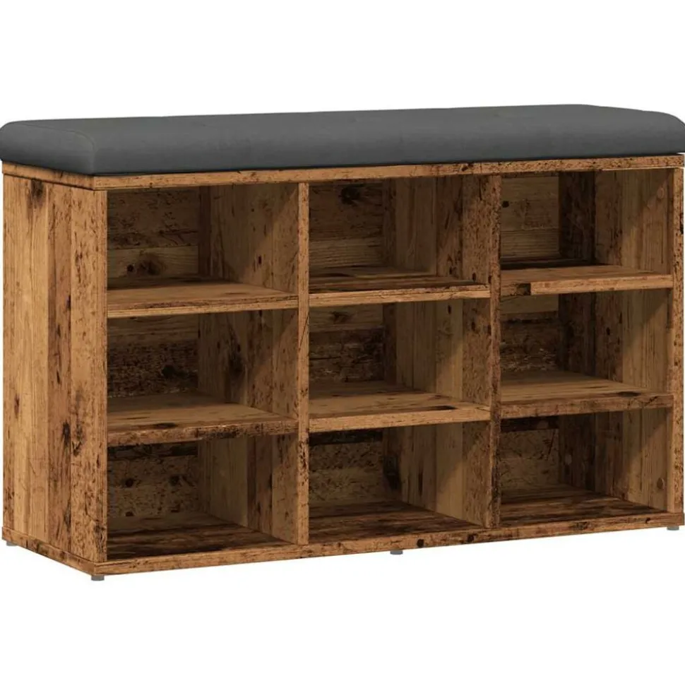 vidaXL Schoenenbank 82x32x50 cm bewerkt hout oud houtkleurig