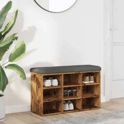 vidaXL Schoenenbank 82x32x50 cm bewerkt hout oud houtkleurig