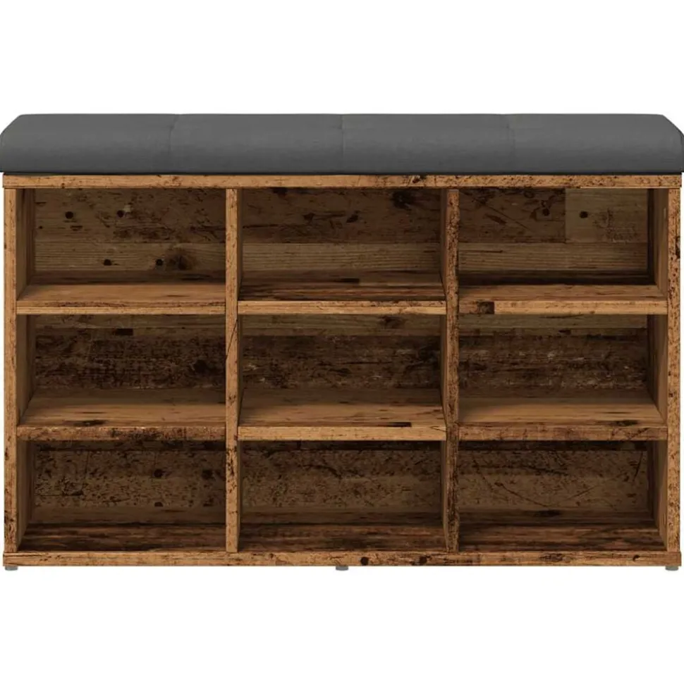 vidaXL Schoenenbank 82x32x50 cm bewerkt hout oud houtkleurig