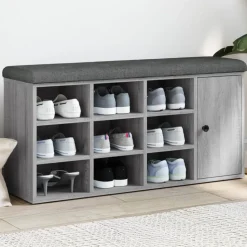 vidaXL Schoenenbank 102x32x50 cm bewerkt hout grijs sonoma eikenkleur