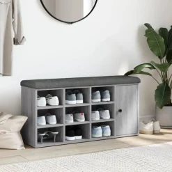 vidaXL Schoenenbank 102x32x50 cm bewerkt hout grijs sonoma eikenkleur