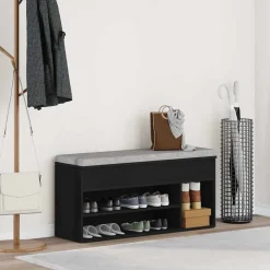 vidaXL Schoenenbank 102x30,5x45 cm bewerkt hout zwart