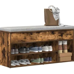 vidaXL Schoenenbank 102x30,5x45 cm bewerkt hout gerookt eikenkleurig
