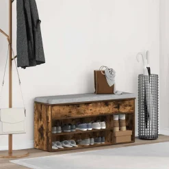 vidaXL Schoenenbank 102x30,5x45 cm bewerkt hout gerookt eikenkleurig