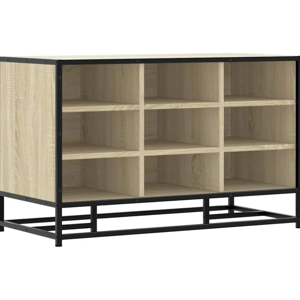 vidaXL Schoenenbank 84x40x53,5 cm bewerkt hout en metaal sonoma eiken