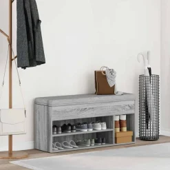 vidaXL Schoenenbank 102x30,5x45cm bewerkt hout grijs sonoma eikenkleur