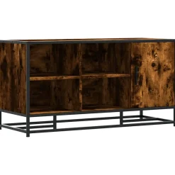 vidaXL Schoenenbank 100x40x53,5cm bewerkt hout en metaal gerookt eiken