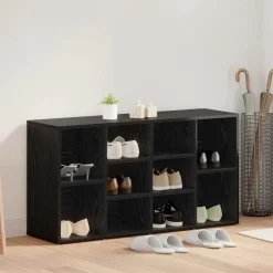 vidaXL Schoenenbank Zwart Eiken 103 x 30 x 54,5 cm Bewerkt hout