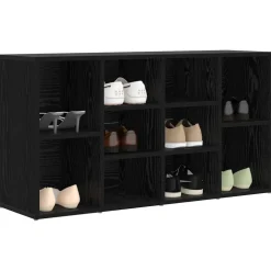 vidaXL Schoenenbank Zwart Eiken 103 x 30 x 54,5 cm Bewerkt hout