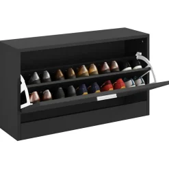 vidaXL Schoenenbank Zwart 80x24x45 cm Bewerkt Hout