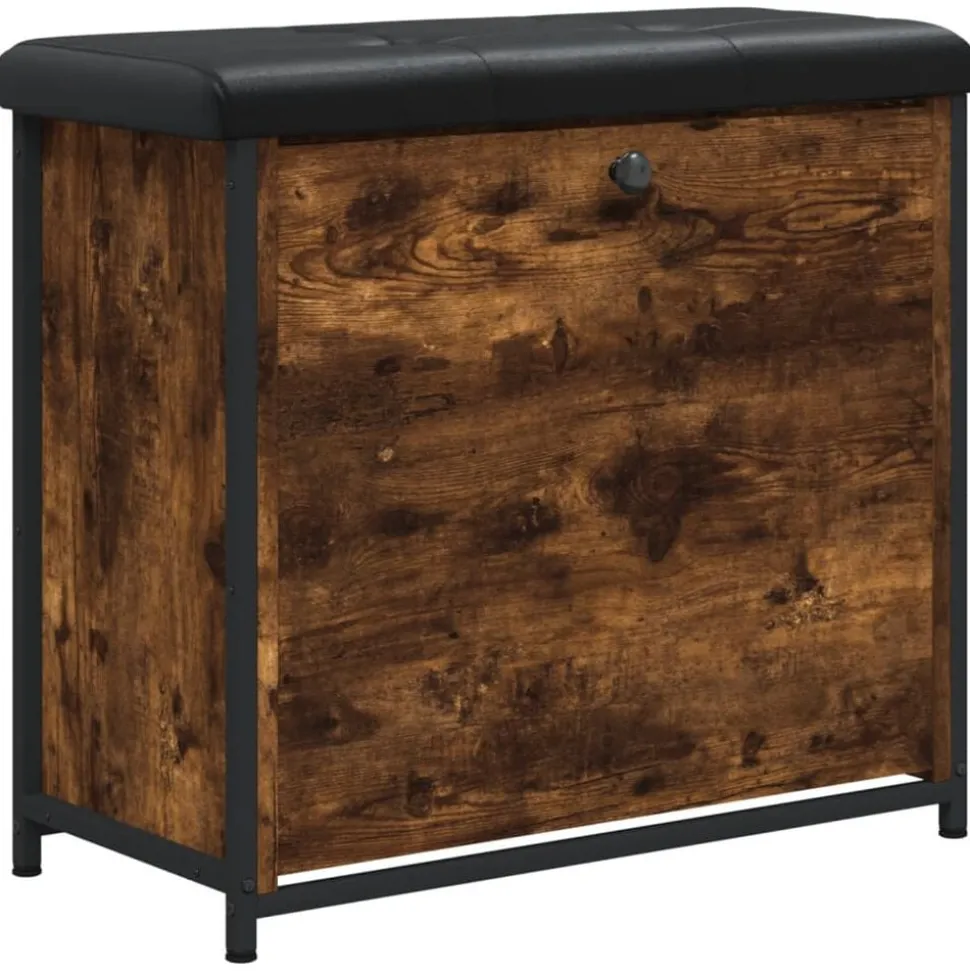 vidaXL Schoenenbankje met klaplade 62x32x56 cm gerookt eikenkleurig