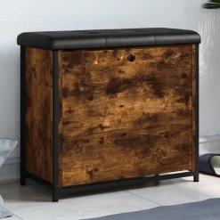 vidaXL Schoenenbankje met klaplade 62x32x56 cm gerookt eikenkleurig