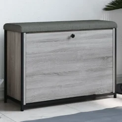 vidaXL Schoenenbankje met klaplade 82x32x56 cm grijs sonoma eikenkleur