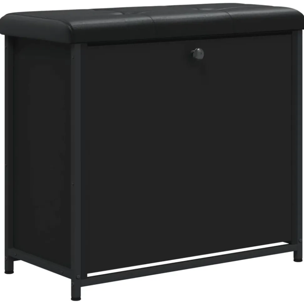 vidaXL Schoenenbankje met klaplade 62x32x56 cm zwart