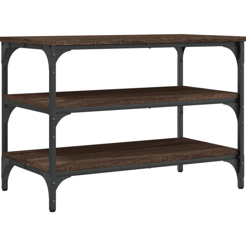 vidaXL Schoenenbankje 70x38,5x49 cm bewerkt hout bruin eikenkleur