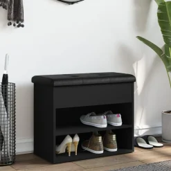 vidaXL Schoenenbankje 62x32x50 cm bewerkt hout zwart