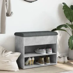 vidaXL Schoenenbankje 62x32x50 cm bewerkt hout betongrijs