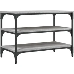 vidaXL Schoenenbankje 70x38,5x49 cm bewerkt hout grijs sonoma eiken