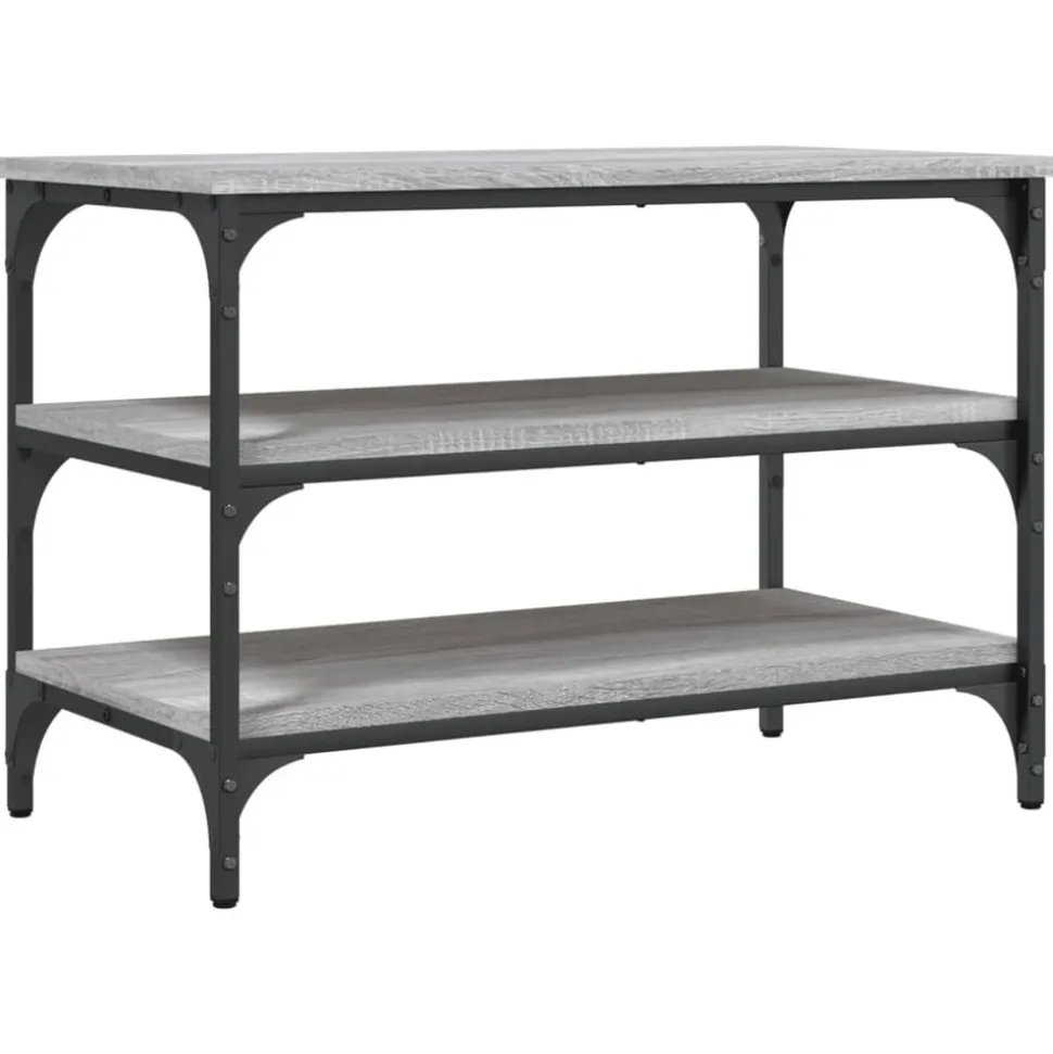 vidaXL Schoenenbankje 70x38,5x49 cm bewerkt hout grijs sonoma eiken