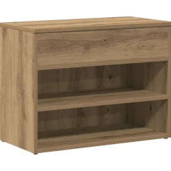vidaXL Schoenenbankje 60x30x45 cm bewerkt hout artisanaal eikenkleur