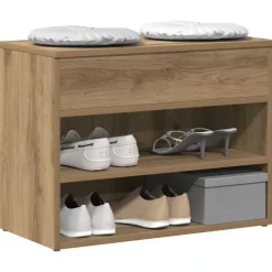 vidaXL Schoenenbankje 60x30x45 cm bewerkt hout artisanaal eikenkleur