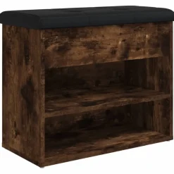 vidaXL Schoenenbankje 62x32x50 cm bewerkt hout gerookt eikenkleurig