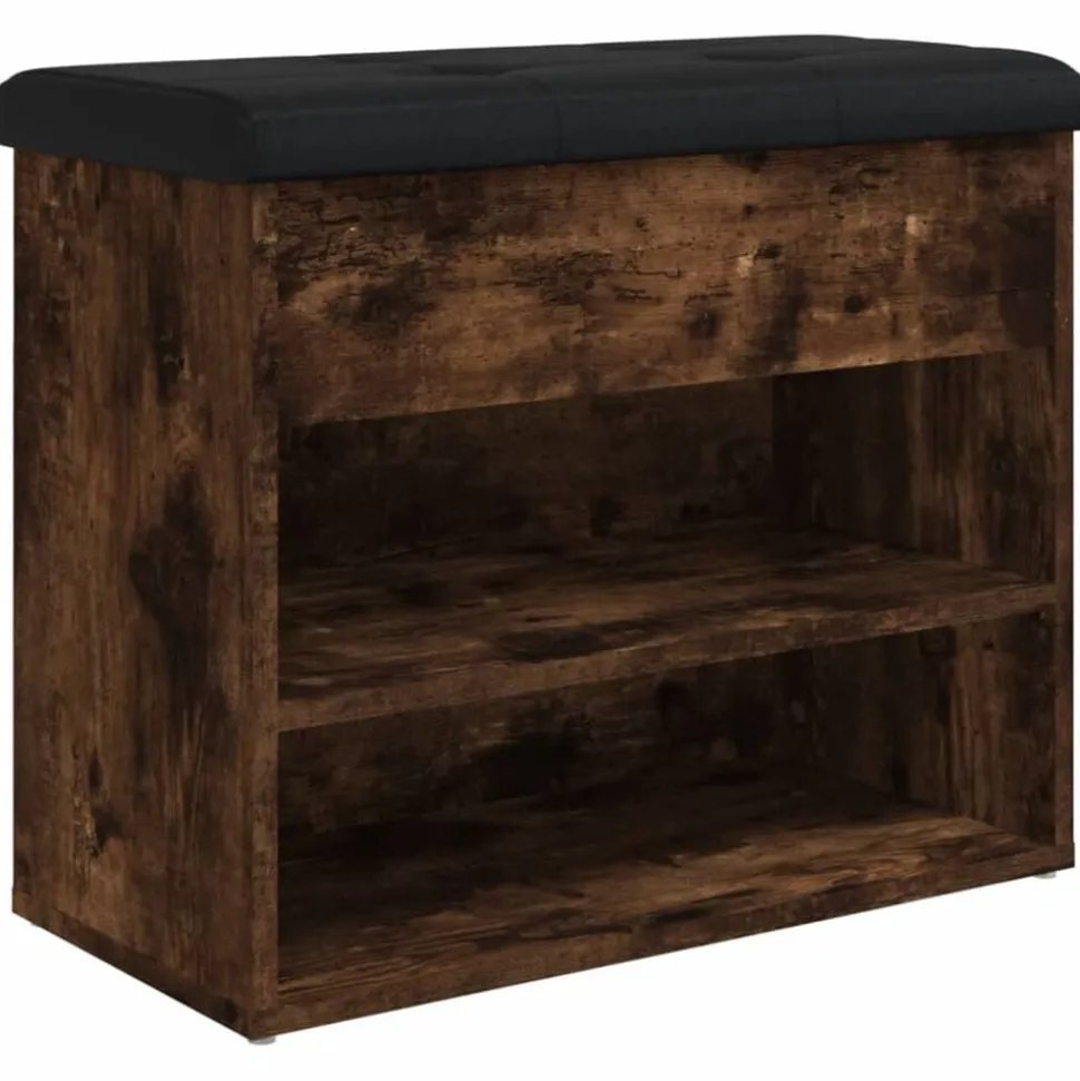 vidaXL Schoenenbankje 62x32x50 cm bewerkt hout gerookt eikenkleurig