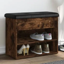 vidaXL Schoenenbankje 62x32x50 cm bewerkt hout gerookt eikenkleurig