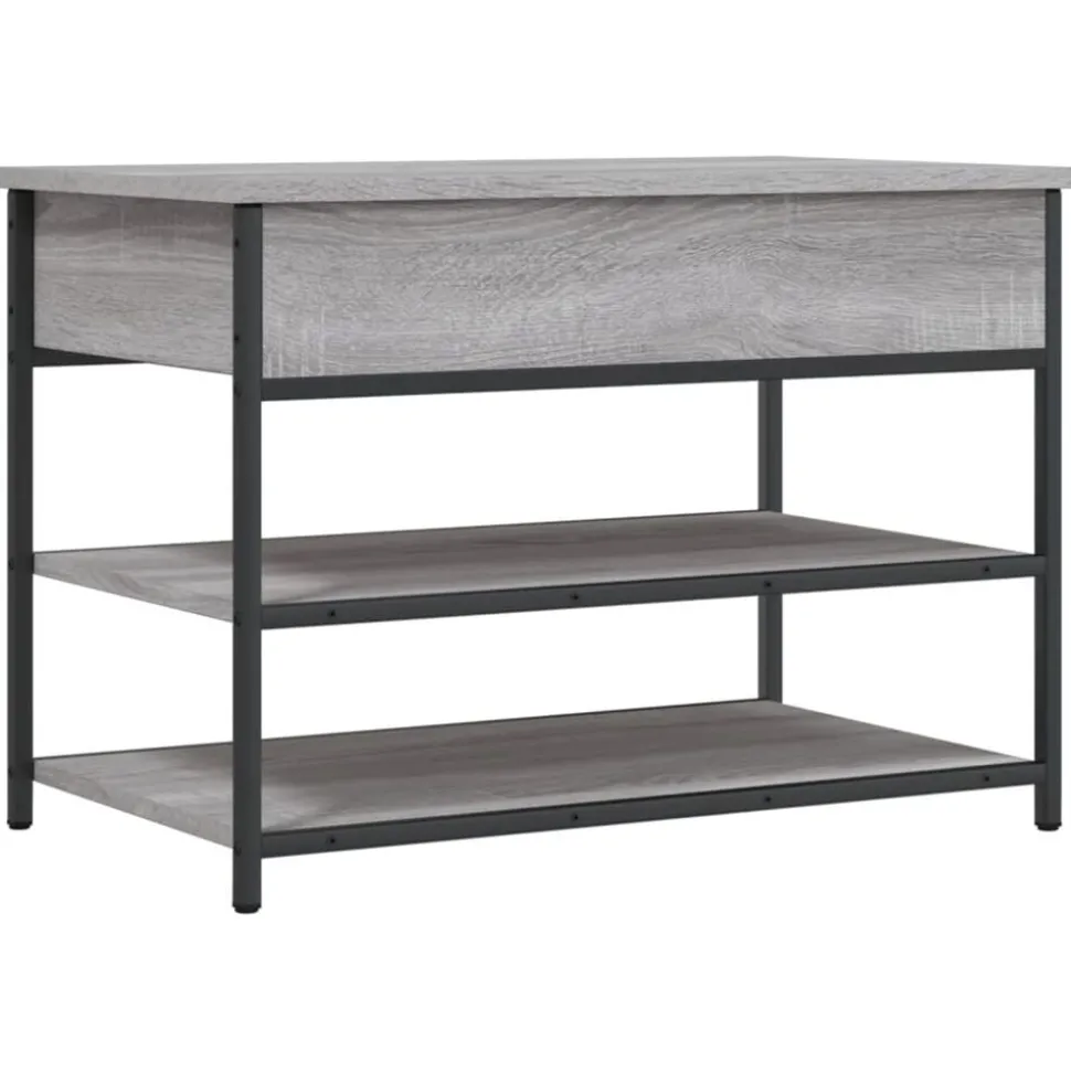 vidaXL Schoenenbankje 70x42,5x50 cm bewerkt hout grijs sonoma eiken