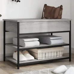 vidaXL Schoenenbankje 70x42,5x50 cm bewerkt hout grijs sonoma eiken