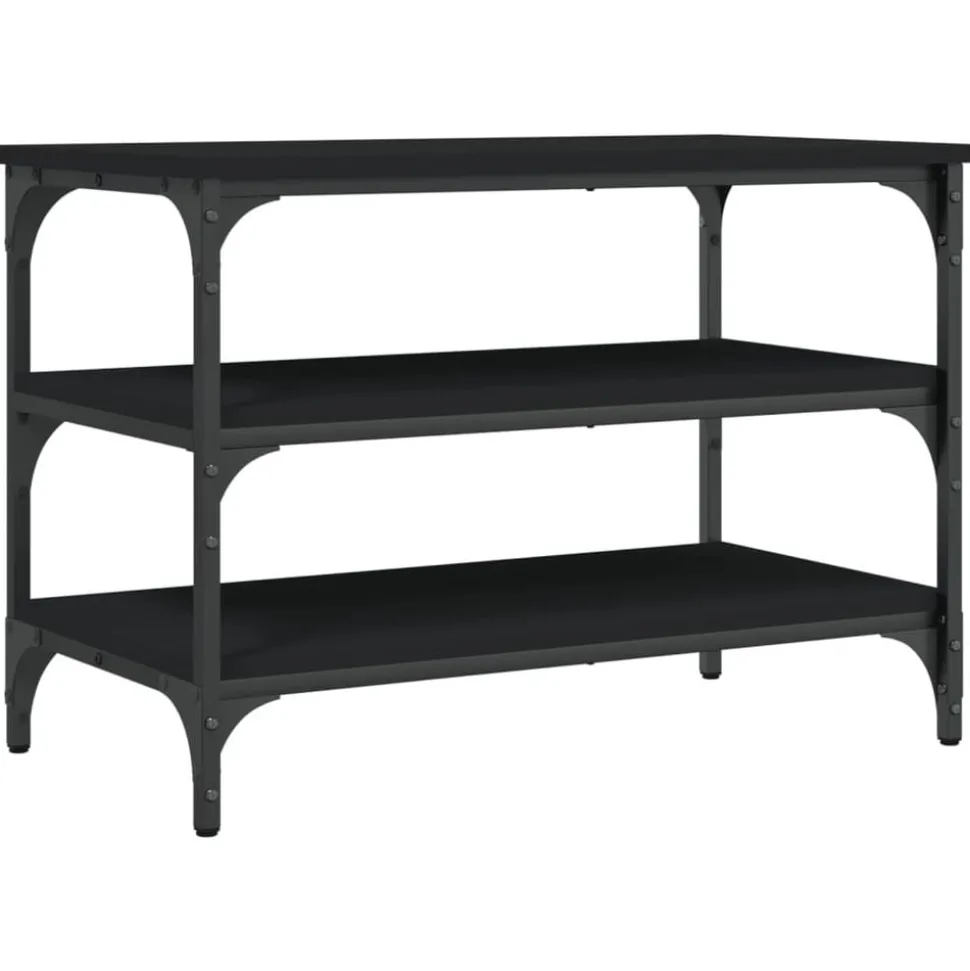 vidaXL Schoenenbankje 70x38,5x49 cm bewerkt hout zwart