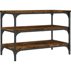 vidaXL Schoenenbankje 70x38,5x49 cm bewerkt hout gerookt eikenkleurig