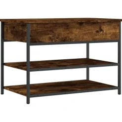 vidaXL Schoenenbankje 70x42,5x50 cm bewerkt hout gerookt eikenkleurig