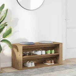vidaXL Schoenenbankje 100x35x45 cm bewerkt hout artisanaal eikenkleur