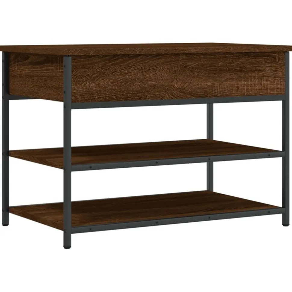 vidaXL Schoenenbankje 70x42,5x50 cm bewerkt hout bruin eikenkleur