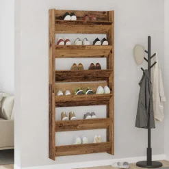 vidaXL Schoenenkast 2 pcs Oud hout 85 x 18 x 90 cm Bewerkt hout