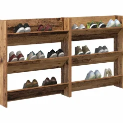 vidaXL Schoenenkast 2 pcs Oud hout 85 x 18 x 90 cm Bewerkt hout
