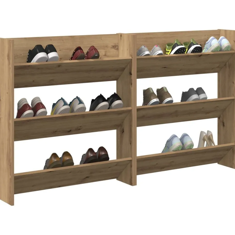 vidaXL Schoenenkast 2 pcs Artisan Eiken 85 x 18 x 90 cm Bewerkt hout
