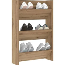 vidaXL Schoenenkast Artisan Eiken 60 x 18 x 90 cm Bewerkt hout