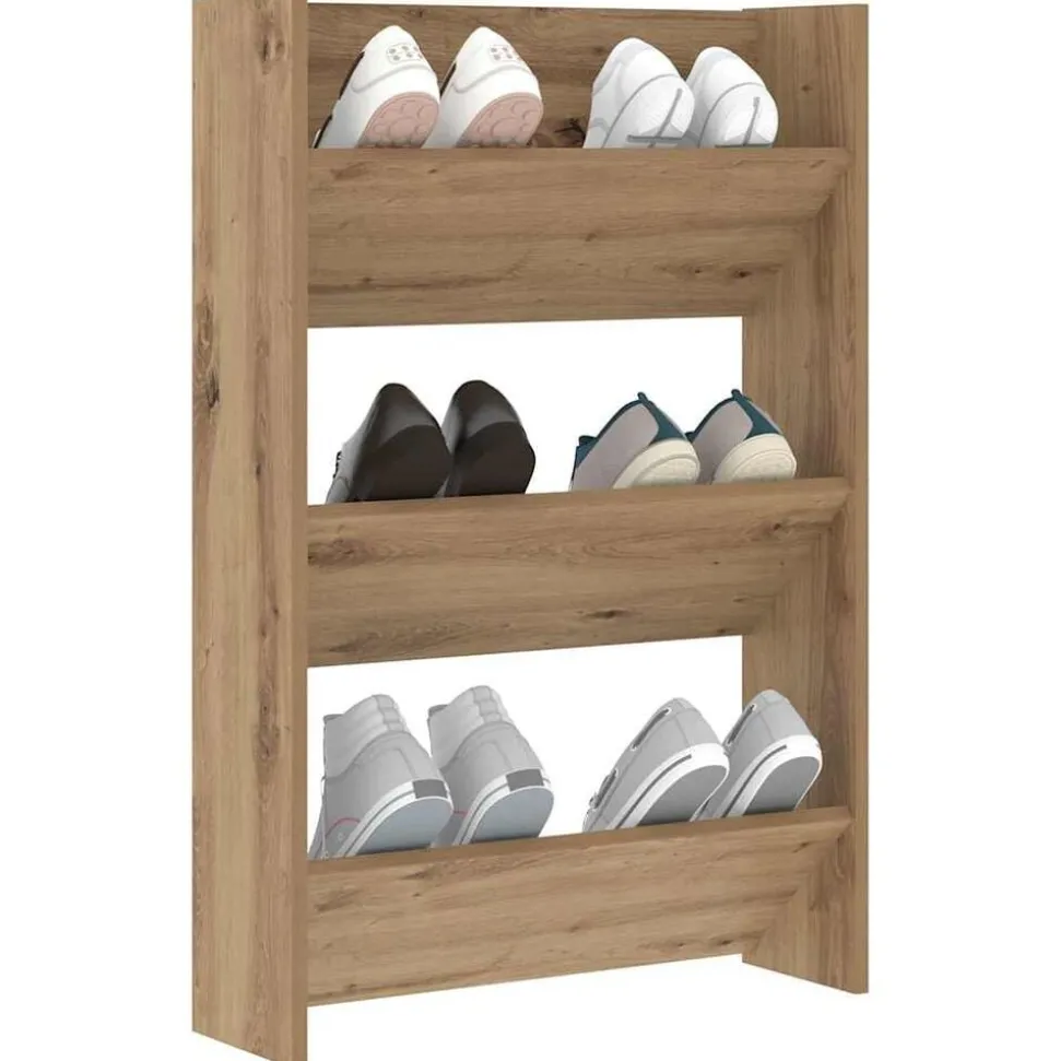 vidaXL Schoenenkast Artisan Eiken 60 x 18 x 90 cm Bewerkt hout