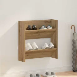 vidaXL Schoenenkast Artisan Eiken 60 x 18 x 60 cm Bewerkt hout