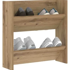 vidaXL Schoenenkast Artisan Eiken 60 x 18 x 60 cm Bewerkt hout