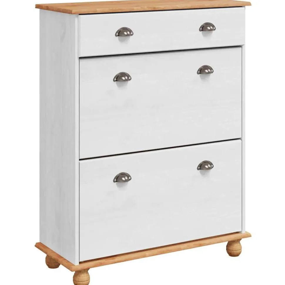 vidaXL Schoenenkast ASKIM Wit 85 x 35 x 108 cm Massief grenenhout