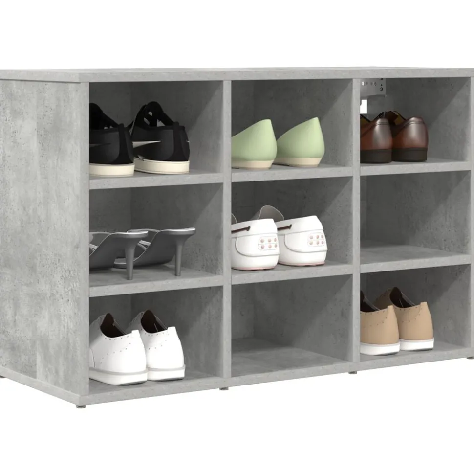 vidaXL Schoenenkast Betongrijs 77,5 x 30 x 51 cm Bewerkt hout
