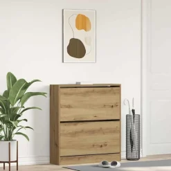vidaXL Schoenenkast Gerookt eiken 80 x 21 x 87,5 cm Bewerkt hout