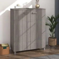 vidaXL Schoenenkast HAMAR 85x40x108 cm massief grenenhout lichtgrijs